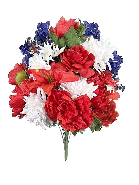 Vibrant Red White and Blue Faux Bouquet