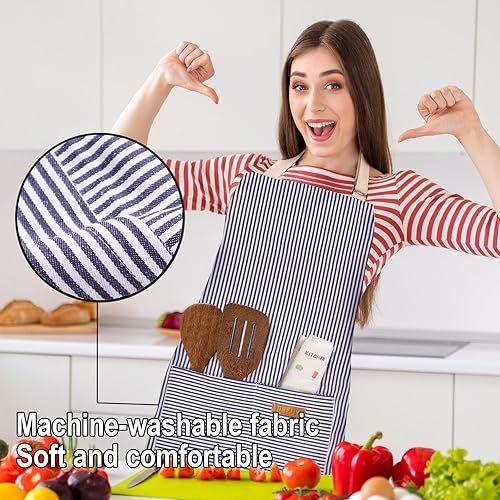 Miniatura 5 de Delantal ajustable con 2 bolsillos para cocinar, cocina, restaurante, delantales para mujeres y hombres