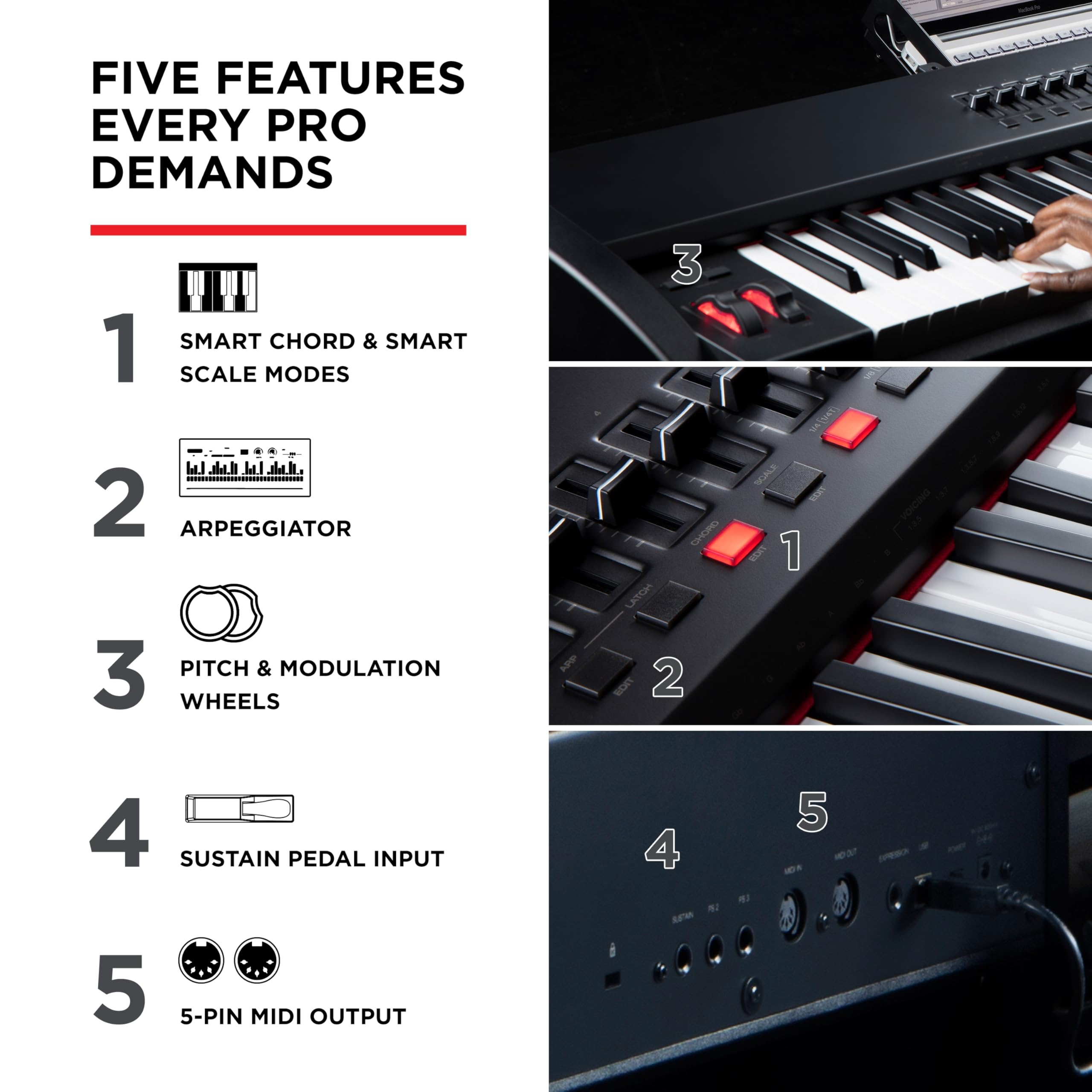 M-AUDIO Hammer 88 Pro 88 Key USB MIDI Keyboard Piano Controller with Weighted Hammer Action Keys, Beat Pads, and Native Instruments Sound Package (NKS Integration) - Image 7