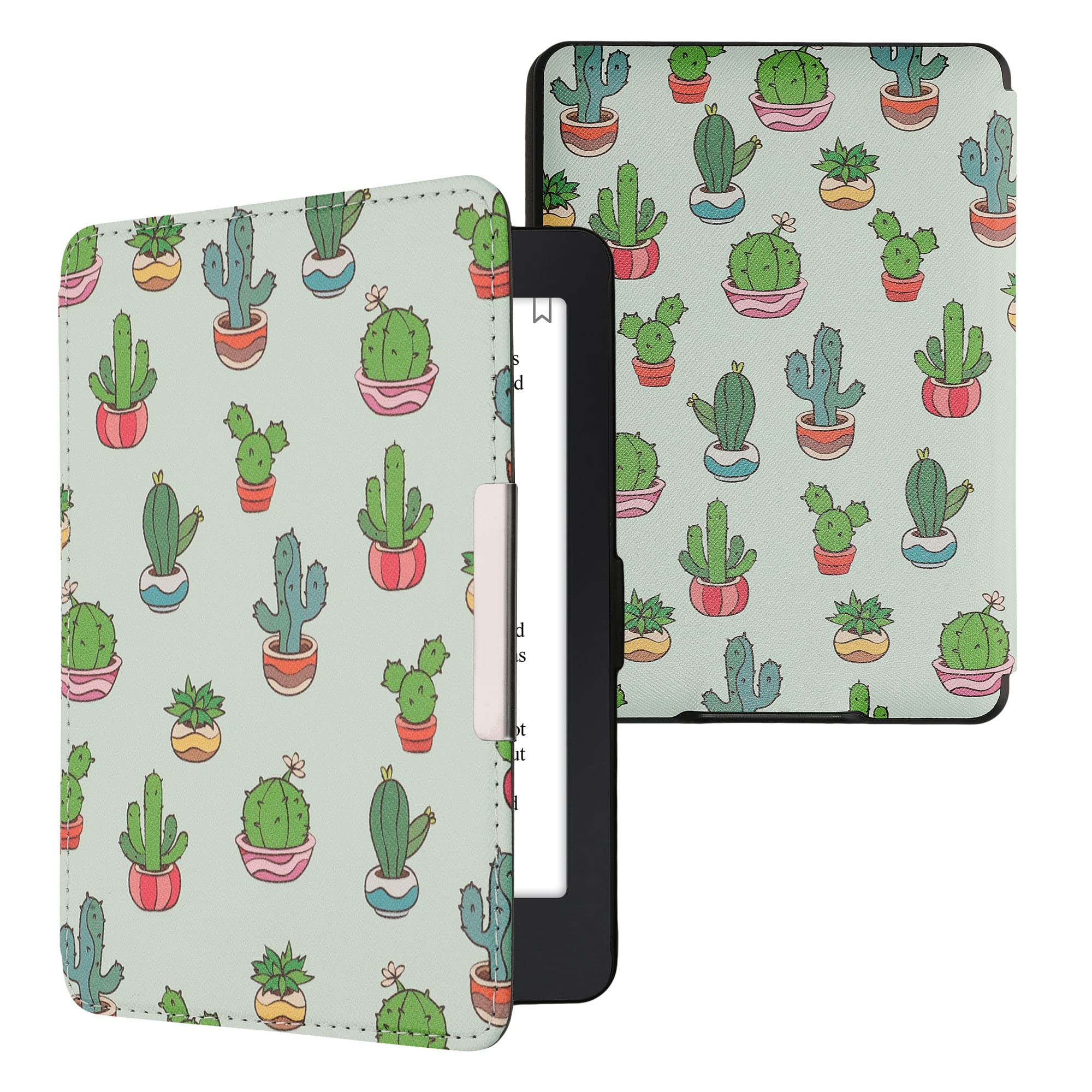 kwmobile Étui Compatible avec Amazon Kindle Paperwhite Coque - Étui à Rabat magnétique Tablette eReader Similicuir - Vert Clair-Vert foncé