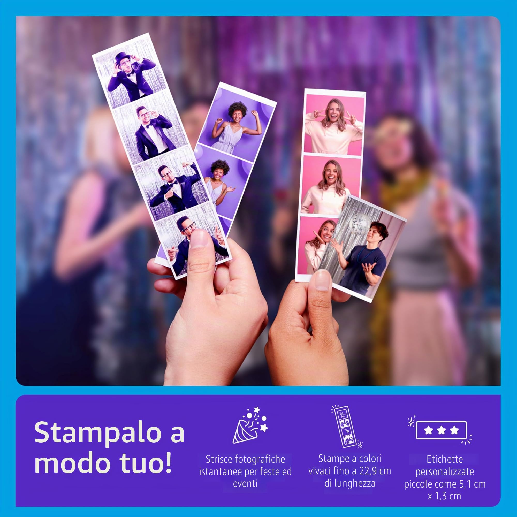 HP Sprocket Panorama Pacchetto artigianale portatile istantaneo per etichette a colori e stampante fotografica (rosa) con custodia, rotolo Zink, album fotografico, pennarelli, forbici