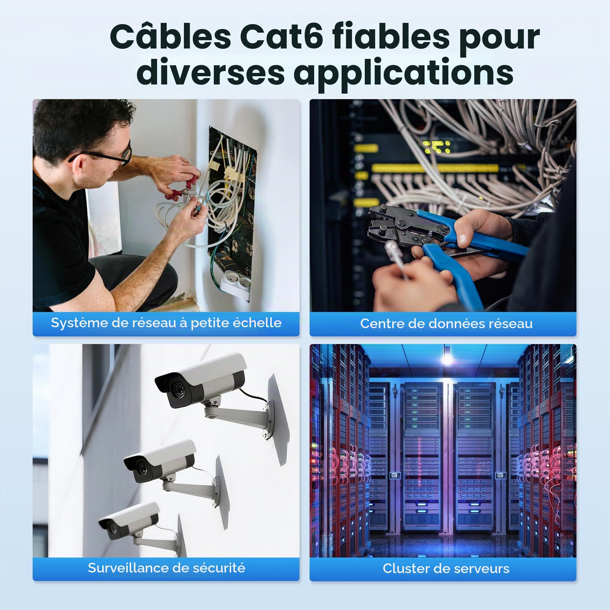 Cable Matters Câble Ethernet Cat 6A blindé en cuivre nu certifié UL de 10 Gbit/s (cm), 23 AWG, 91,4 m, solide, câble Ethernet Cat6a blindé S/STP, S/FTP, cordon Ethernet Cat6a, bleu