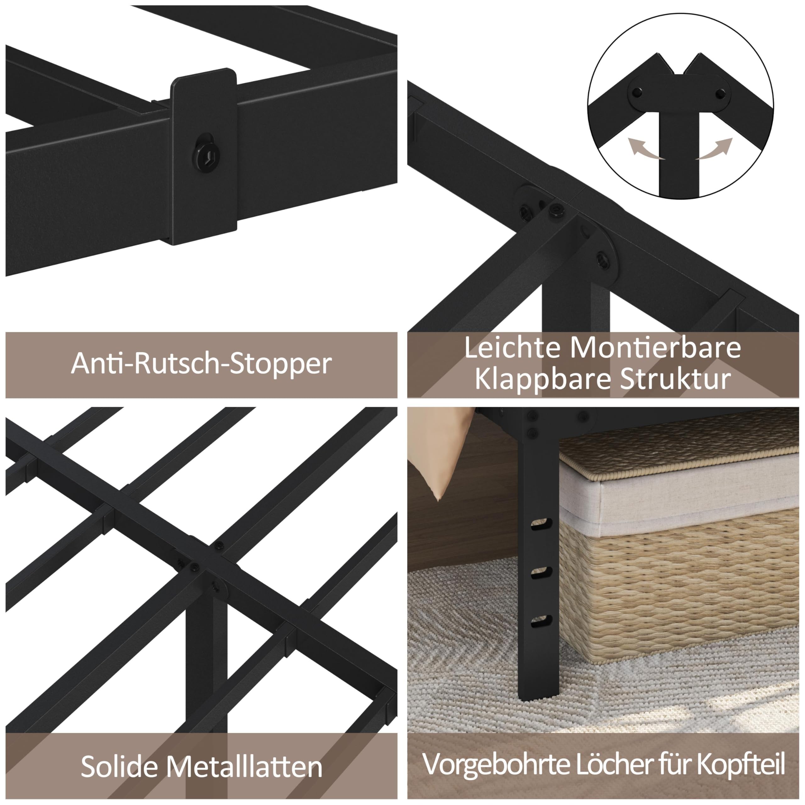 Yaheetech Bettrahmen 36cm H Metallbett mit Lattenrost – Bild 5