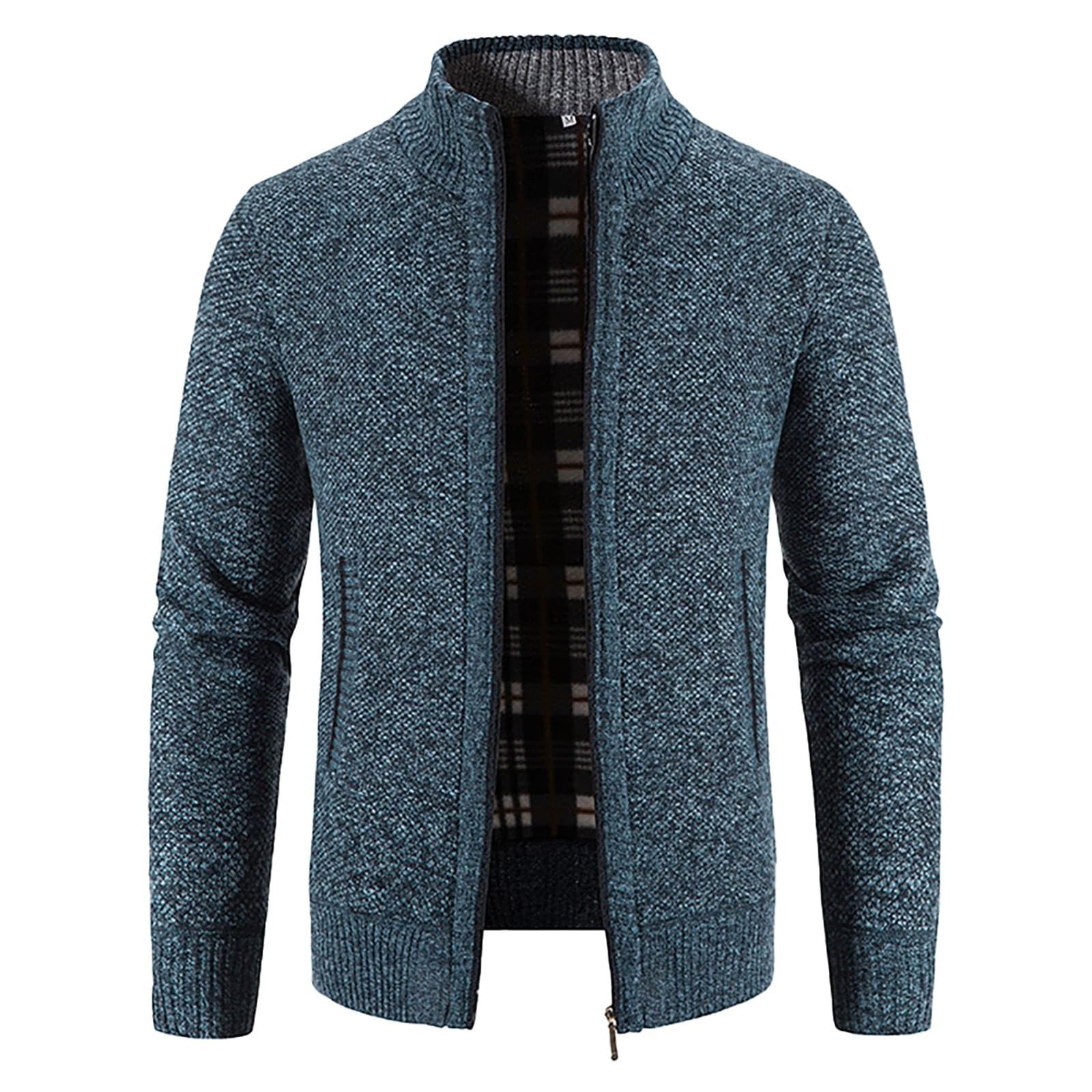 Generico Cardigan da Uomo Lavorato a Maglia, Maglione Caldo Invernale Foderato in Pile