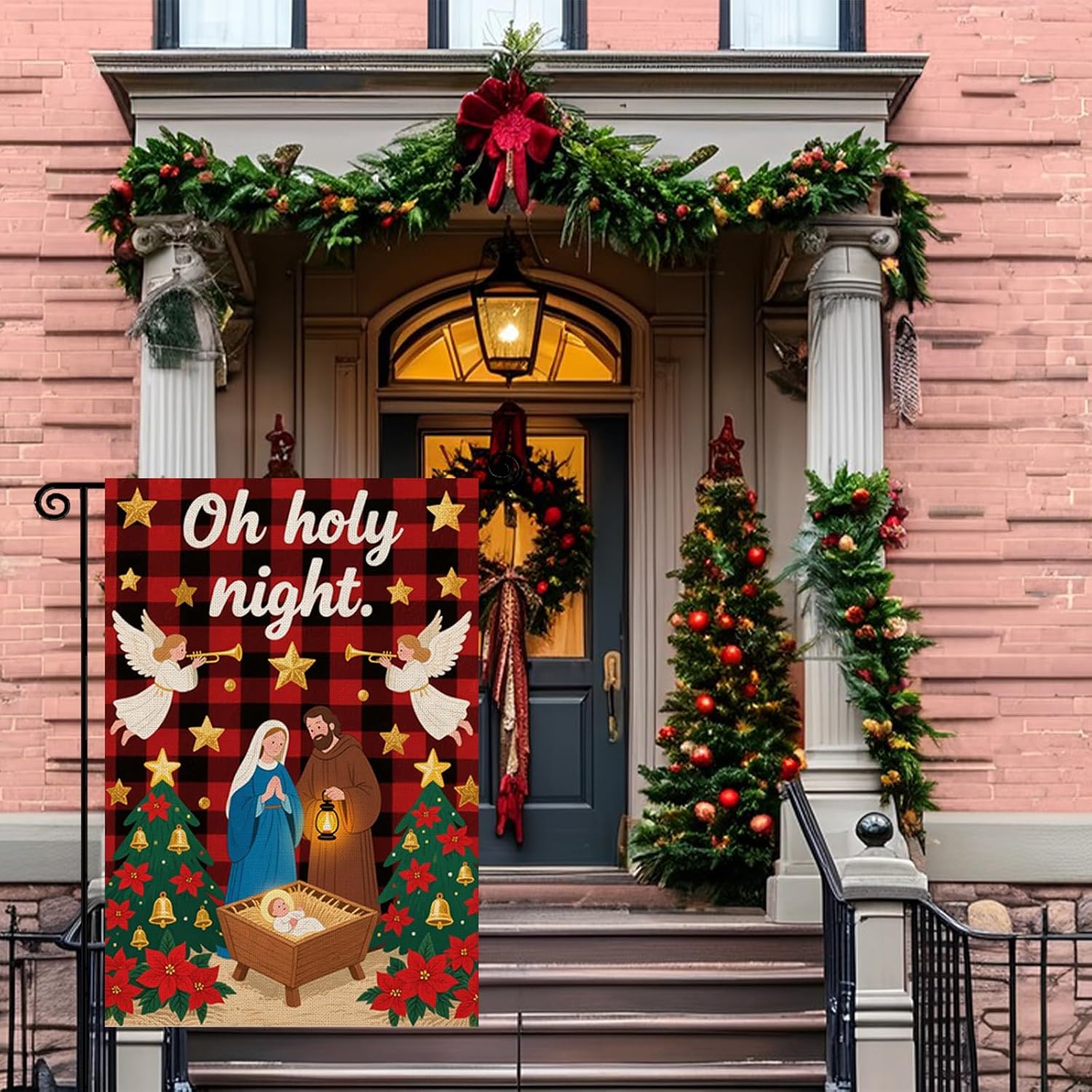 Christmas Holy Night Garden Flag 12x18 Inch Double Sided Winter Holiday Nativity Yard Decorative Flag for Outesid - Image 4