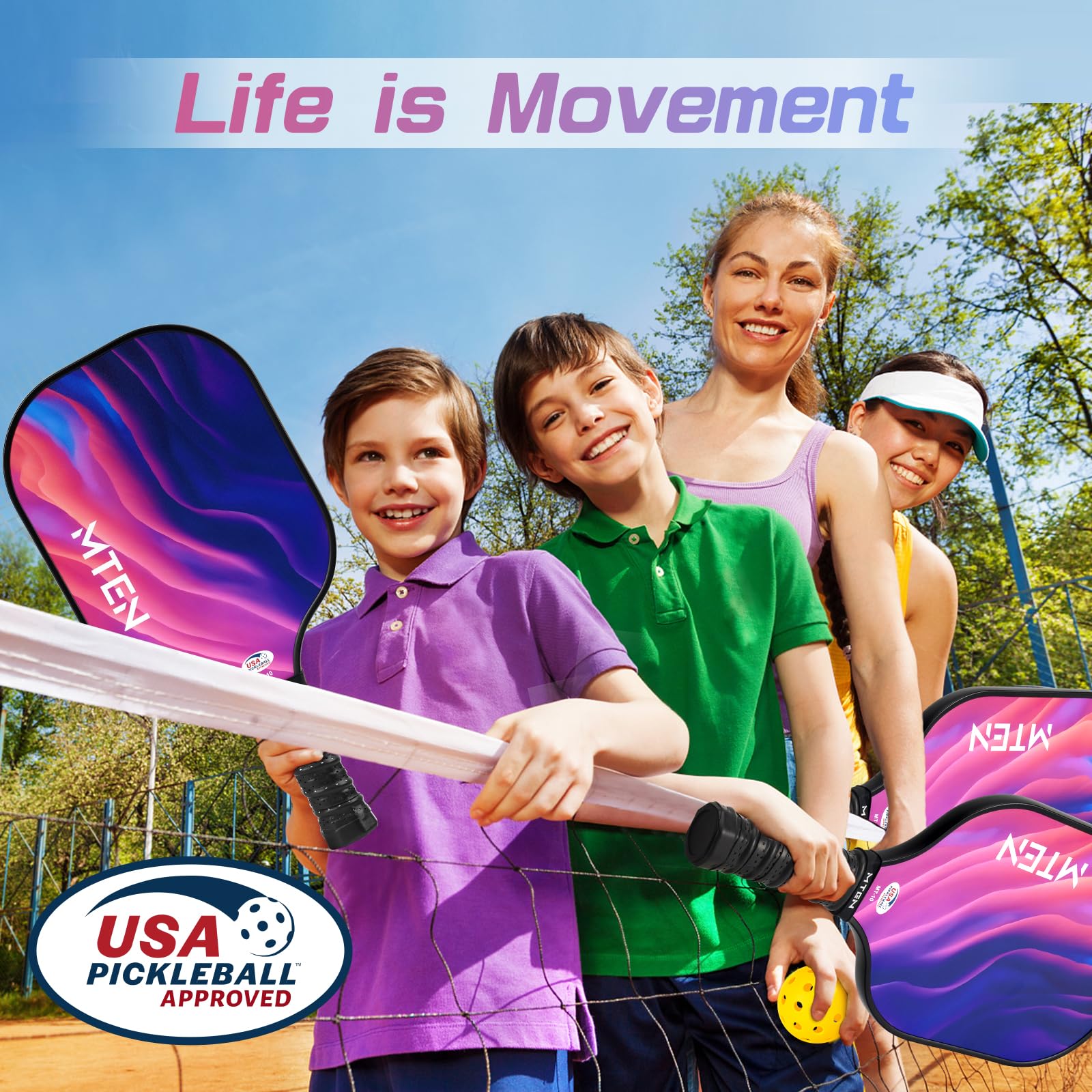 Pickleball Paddles, Pickleball Paddles Set of 2, USAPA Approved Pickle Ball Set with Rackets, 2 Paddles, 4 Outdoor Balls and Bag, Fiberglass Paadle ​for Men Women