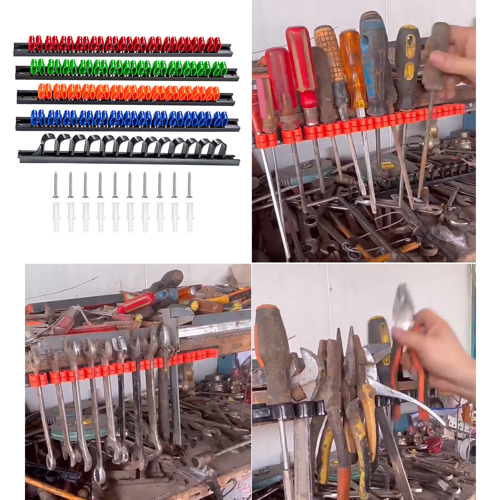 5 soportes para destornillador de pared, soporte de herramientas de mano para garaje, taller y hogar, solución de almacenamiento para destornilladores y llaves