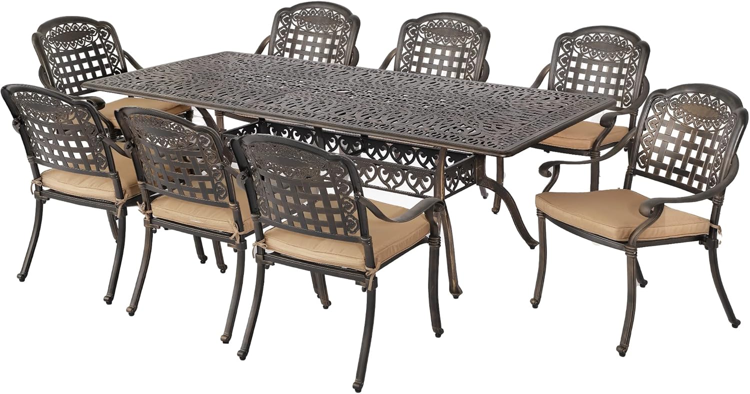 TITIMO 9Piece Cast Aluminum Patio Furniture Set, Outdoor