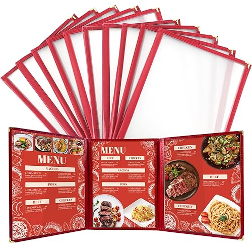 Fundas transparentes para menú de restaurante, soportes tamaño carta, 3 páginas, 6 vistas, cubiertas transparentes para menú de recetas para cocina,