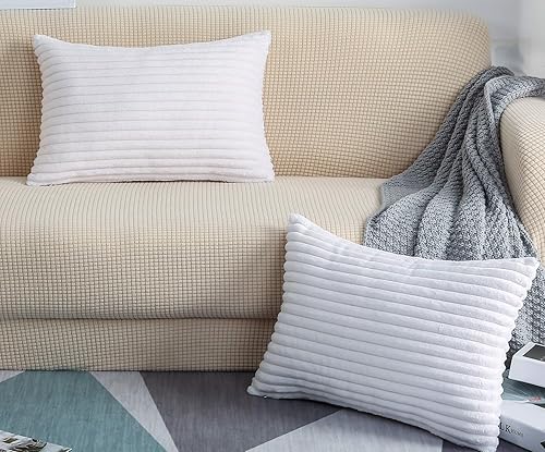 TangDepot - Juego de 2 fundas de terciopelo suave a rayas grandes de pana para cojín