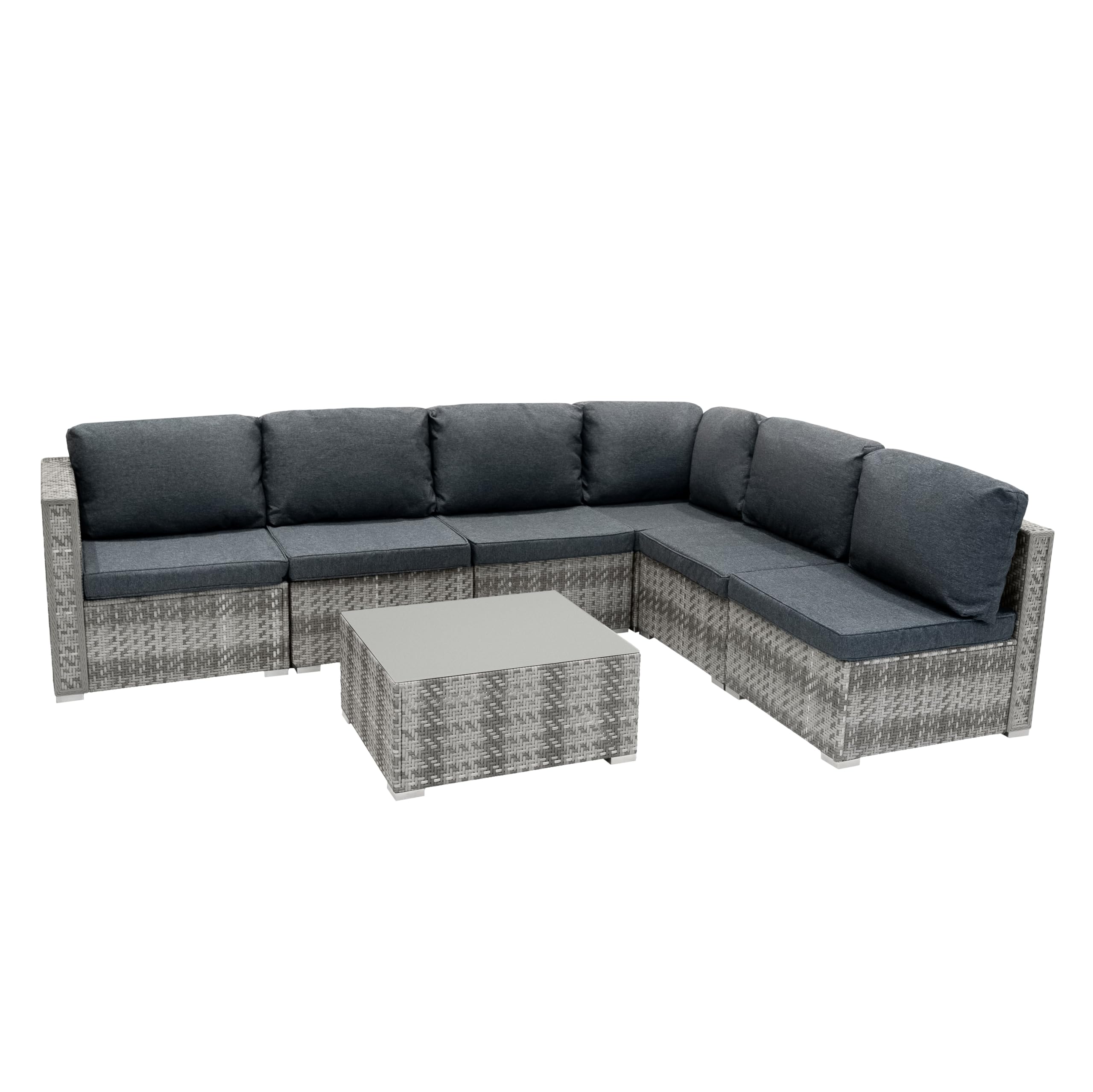 Monstershop Unisex Grey Rattan Modular 7 Piece Furniture Set In