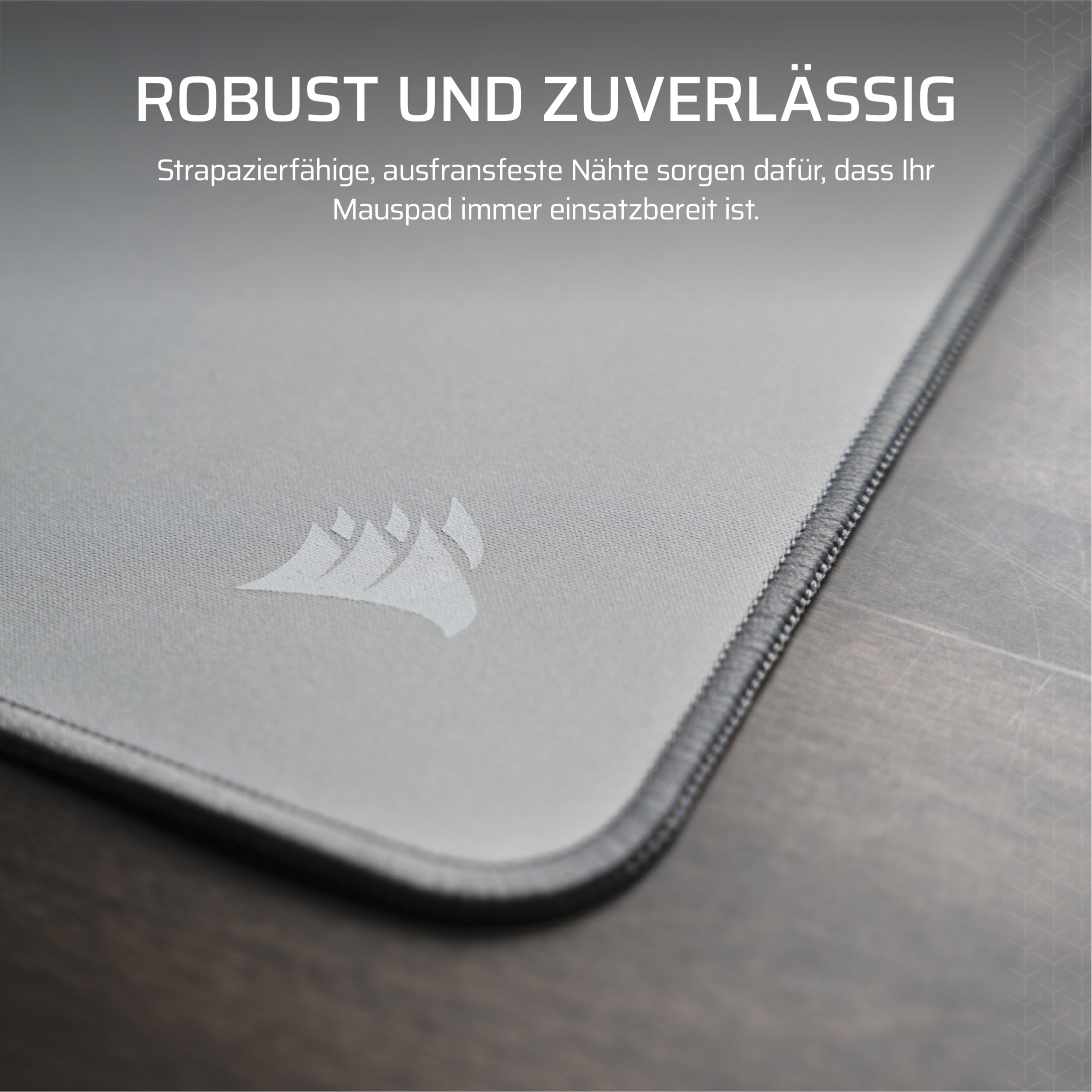 Corsair MM Ausfransfestes Gaming-Mauspad – XXXL (1220 x 590mm) – Grau | Oberfläche aus Mikrogewebtem Stoff, Rutschfest Naturkautschuk-Unterlage, Genähte Kanten