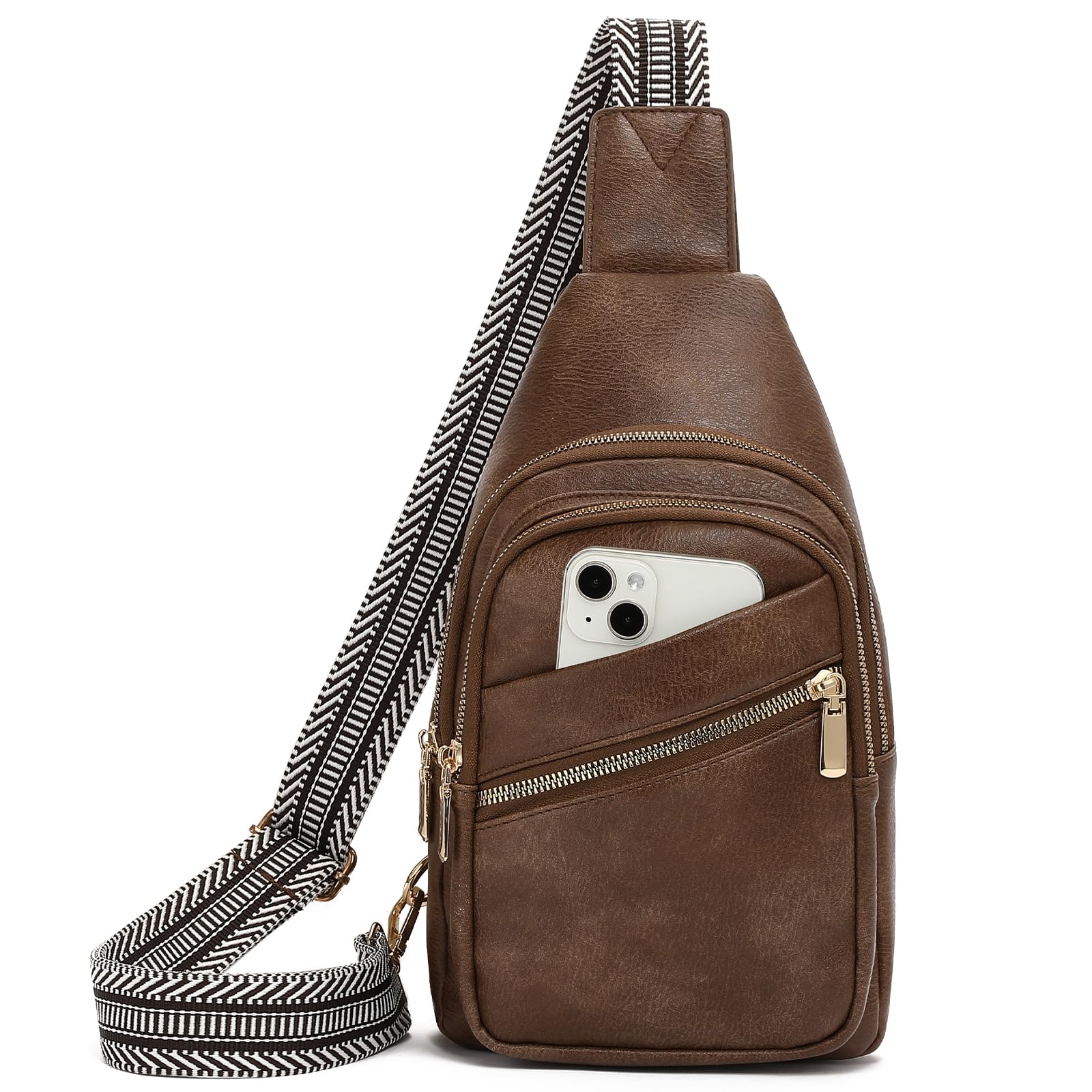 GAEKEAO Crossbody Sling Bag for Women, Leather Crossbody Bags Fanny Packs for Women, Travel Cross Body Bag Chest Bag Womens Crossbody Purse