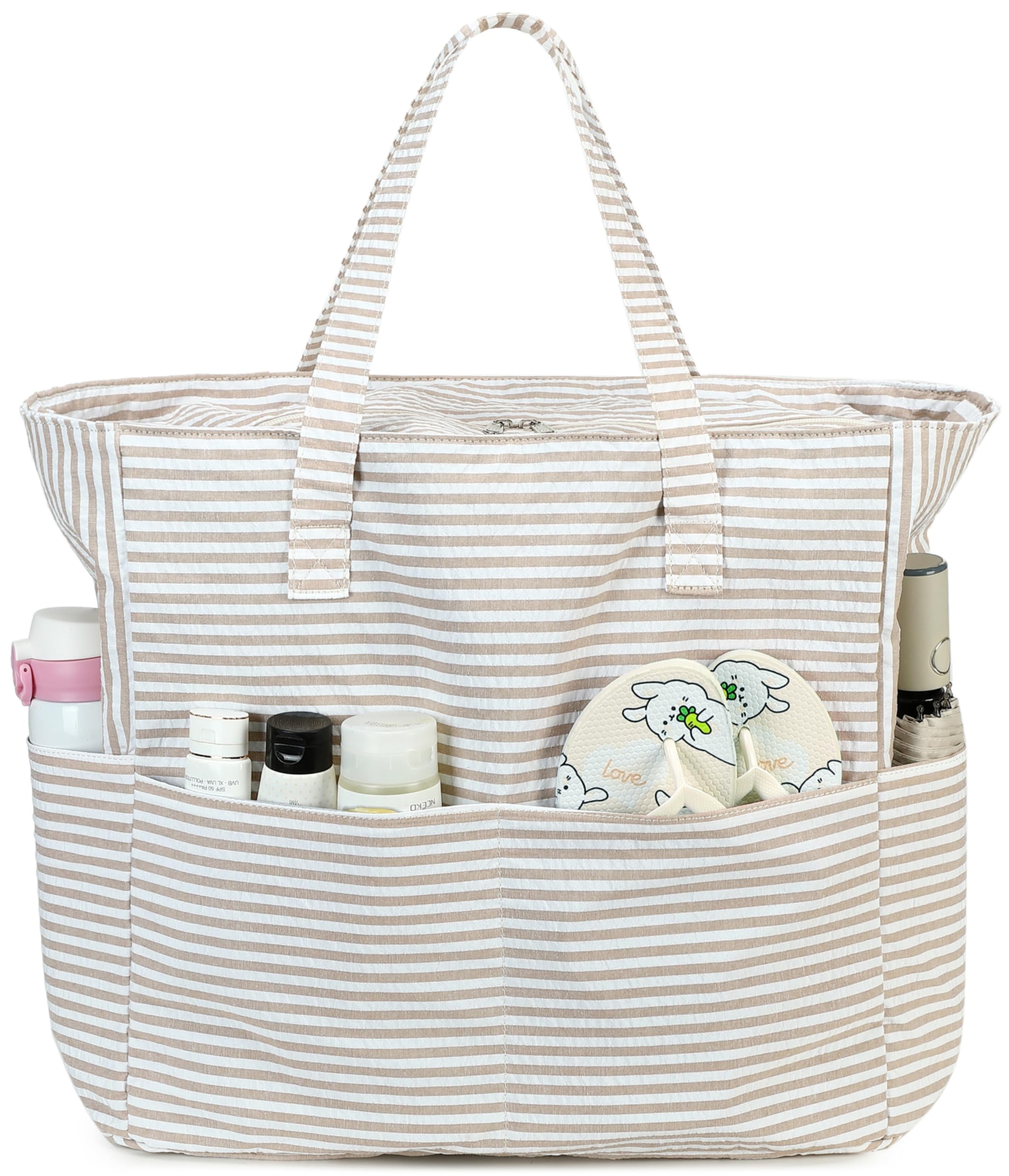 LEDAOU Beach Bag Waterproof Sandproof Women Beach Tote Pool Bag with Zipper for Swim Gym Grocery Travel with Wet Pocket | Sandproof, with Zipper, for