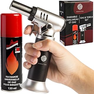 MOKUTON Chalumeau de Cuisine Professionnel avec Bouteille de Gaz Incluse - Contrôle Précis de la Flamme, Facilité d'Utilisation et Durabilité Exceptionnelle pour des Expériences Culinaires Raffinées
