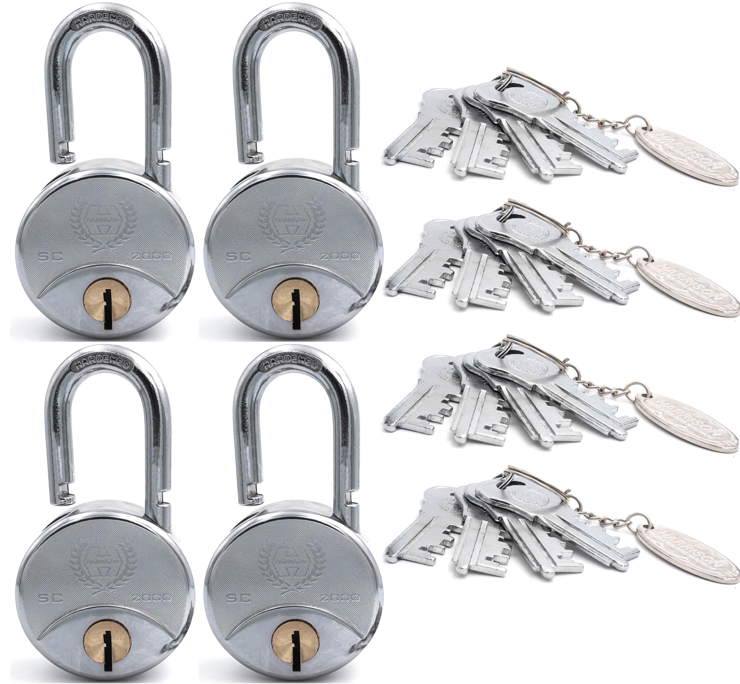 harrison padlocks/round padlock 75mm 12 lever with 4 keys sc-2000-0558 pack of 4/padlock, padlocks, locks for home, locks for main door, gate lock