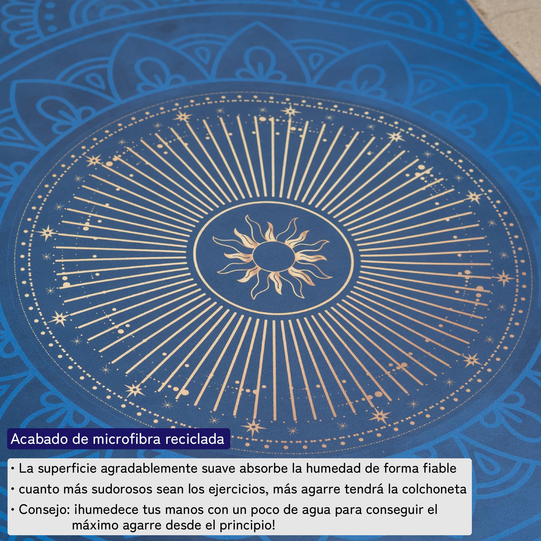 Esterilla de yoga sostenible y antideslizante: caucho natural antideslizante y superficie de microfibra absorbente, extra ancha y gruesa 183 x 68 x 0,5 cm, correa de transporte