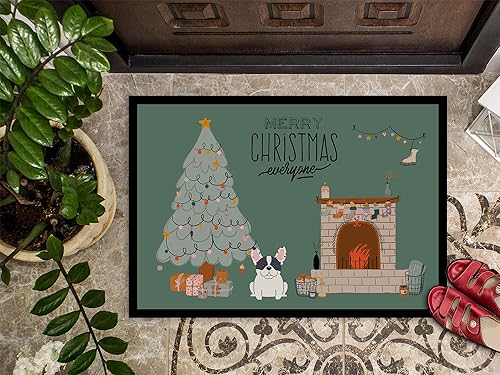Miniatura 3 de Caroline's Treasures CK7574MAT Piebald French Bulldog Christmas Everyone - Felpudo de 18 x 27 pulgadas, tapete para puerta delantera, interior y
