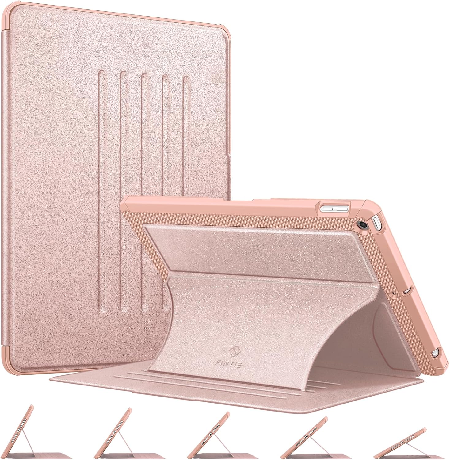 fintie magnetic stand case for ipad 9th / 8th / 7th generation (2021/2020/2019) 10.2 inch, [multiple secure angles] shockproof rugged soft tpu back cover, auto sleep wake, bronze rose