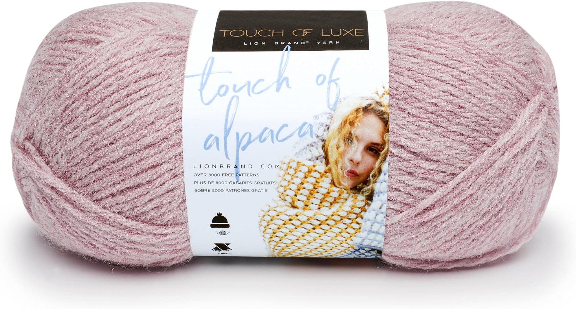 Lion Brand Yarn Company 674-104 Touch of Alpaca Yarn, Blush, Acrylic Blend, One Skein, pink