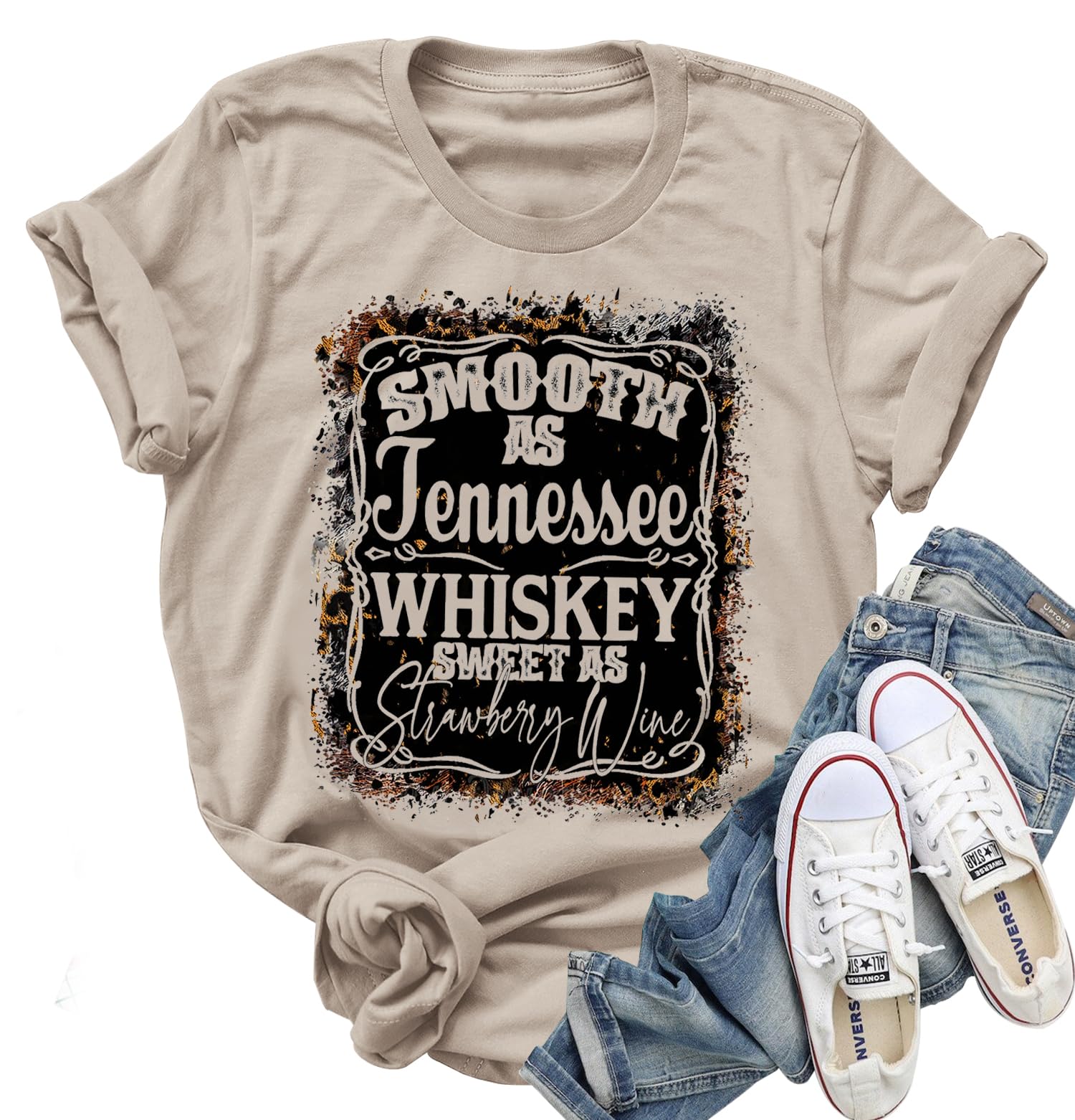 LANMERTREESmooth As Tennessee Women Vintage Country Shirts Nashville Country Concert T Shirt Summer Casual Retro Graphic Tees Top