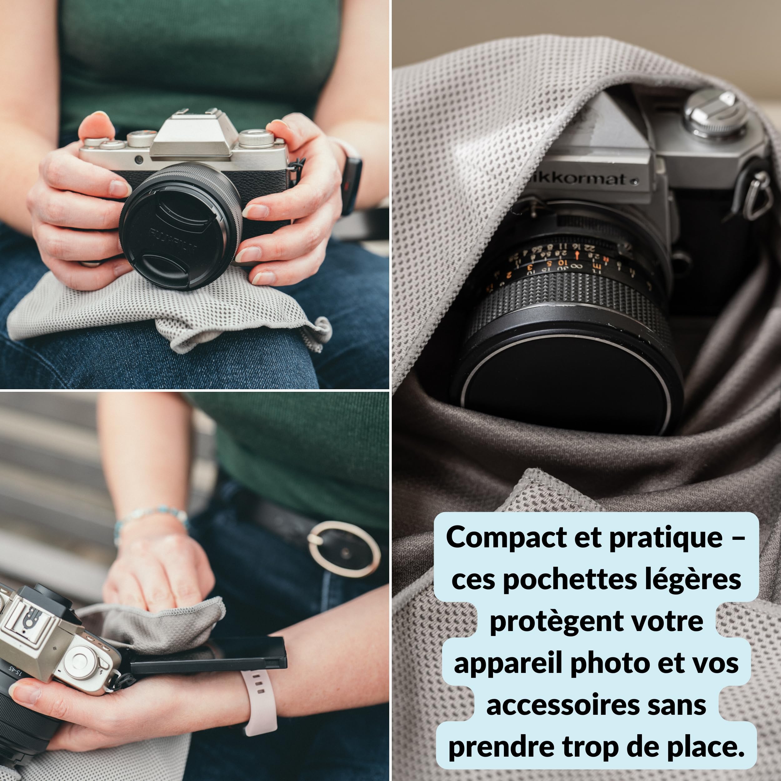 Pochette pour Appareil Photo LENS-AID, Sac pour Reflex Numérique, Gris, M (19 x 16 cm)