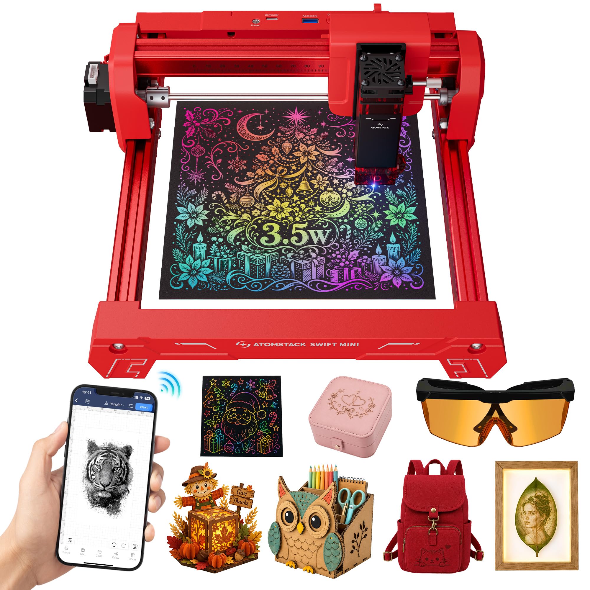 ATOMSTACK Swift Mini 3.5W Laser Engraver Machine(Red)
