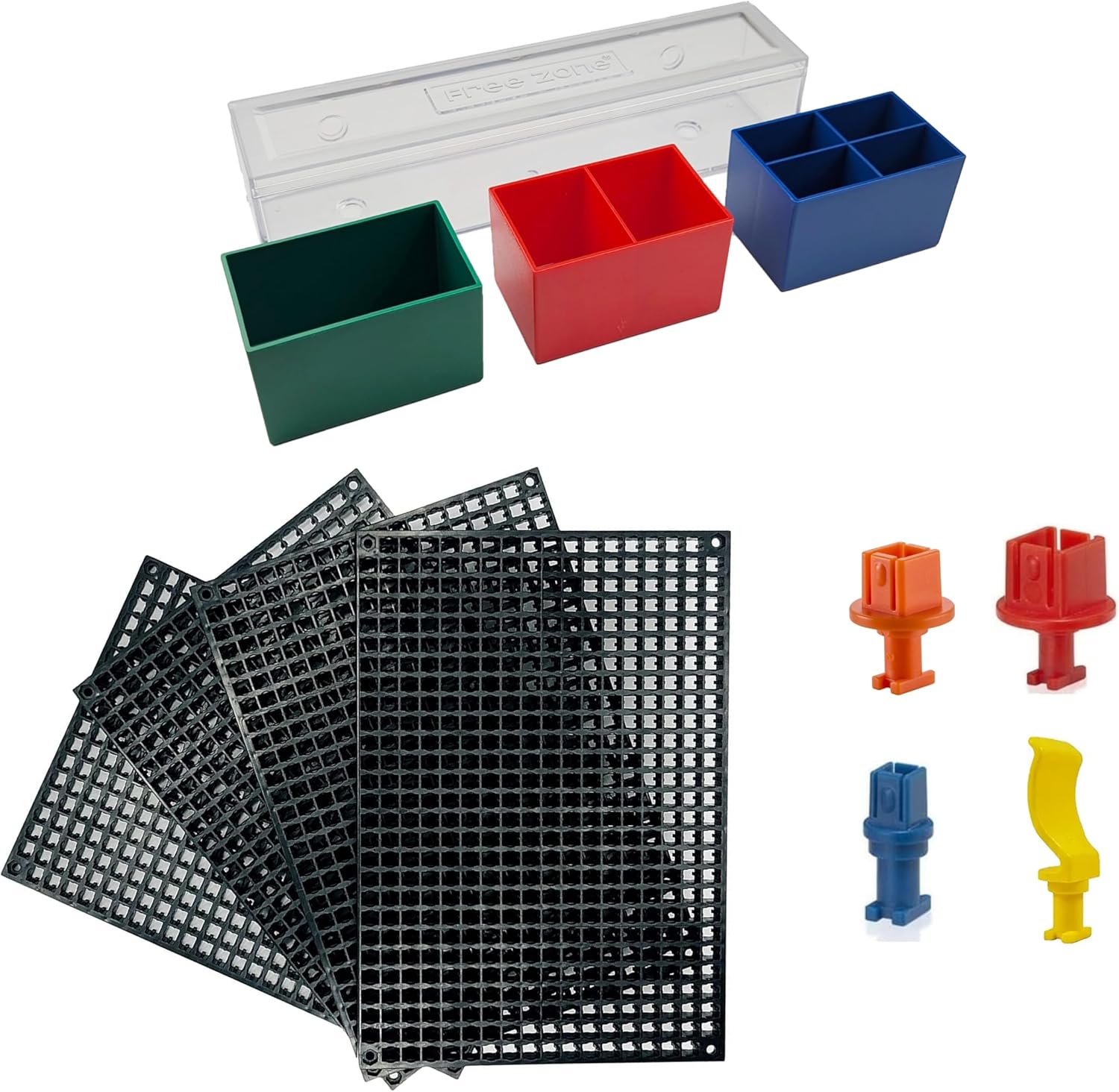 FREE ZONE 68-Piece Modular Pegboard Tool Organizer Set + Plastic Storage Bin Rack – Complete System for Tool, Bit, and Part Organization (Black)