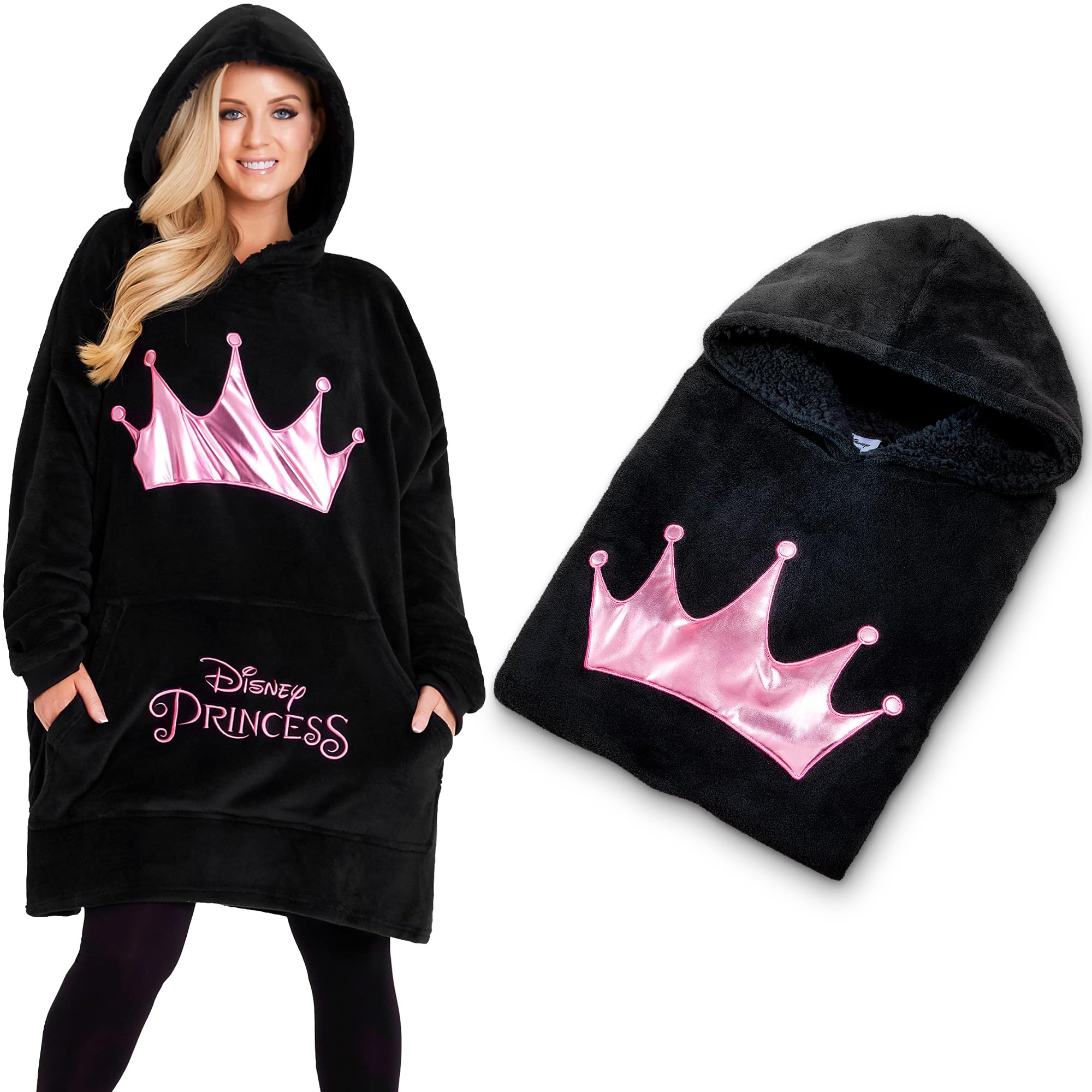 Disney Felpa Donna con Cappuccio, Oversize Blanket Hoodie Calda di Pile Minnie e Mickey