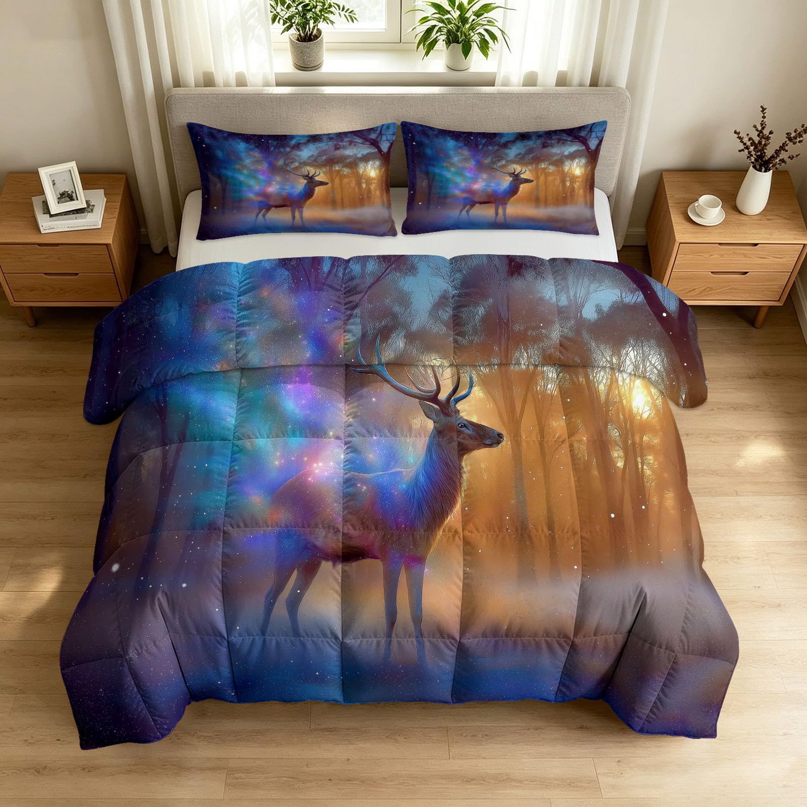 Kołdra na 4 pory roku, 135 x 200 cm, bajeczna kołdra pikowana, nadaje się do prania, miękka, utrzymująca ciepło, całoroczna kołdra z 2 poszewkami na poduszkę