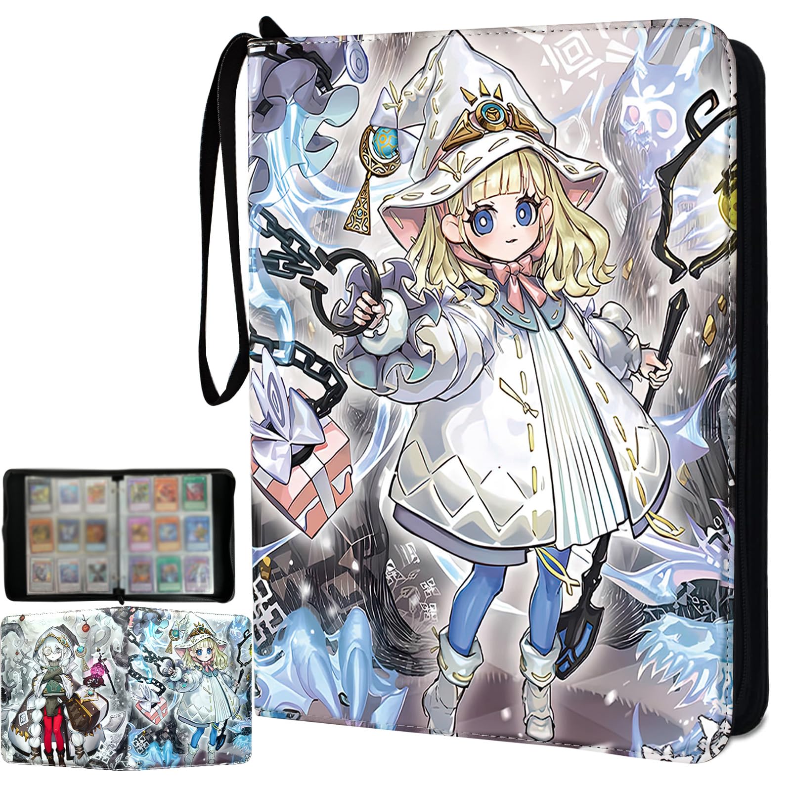 Sammelkarten-Binder, passend für 900 Karten, Karten-Sammler, Albumhalter, mit 50 abnehmbaren Hüllen, Spielzeug, Geschenke für Jungen und Mädchen (Weißwald)