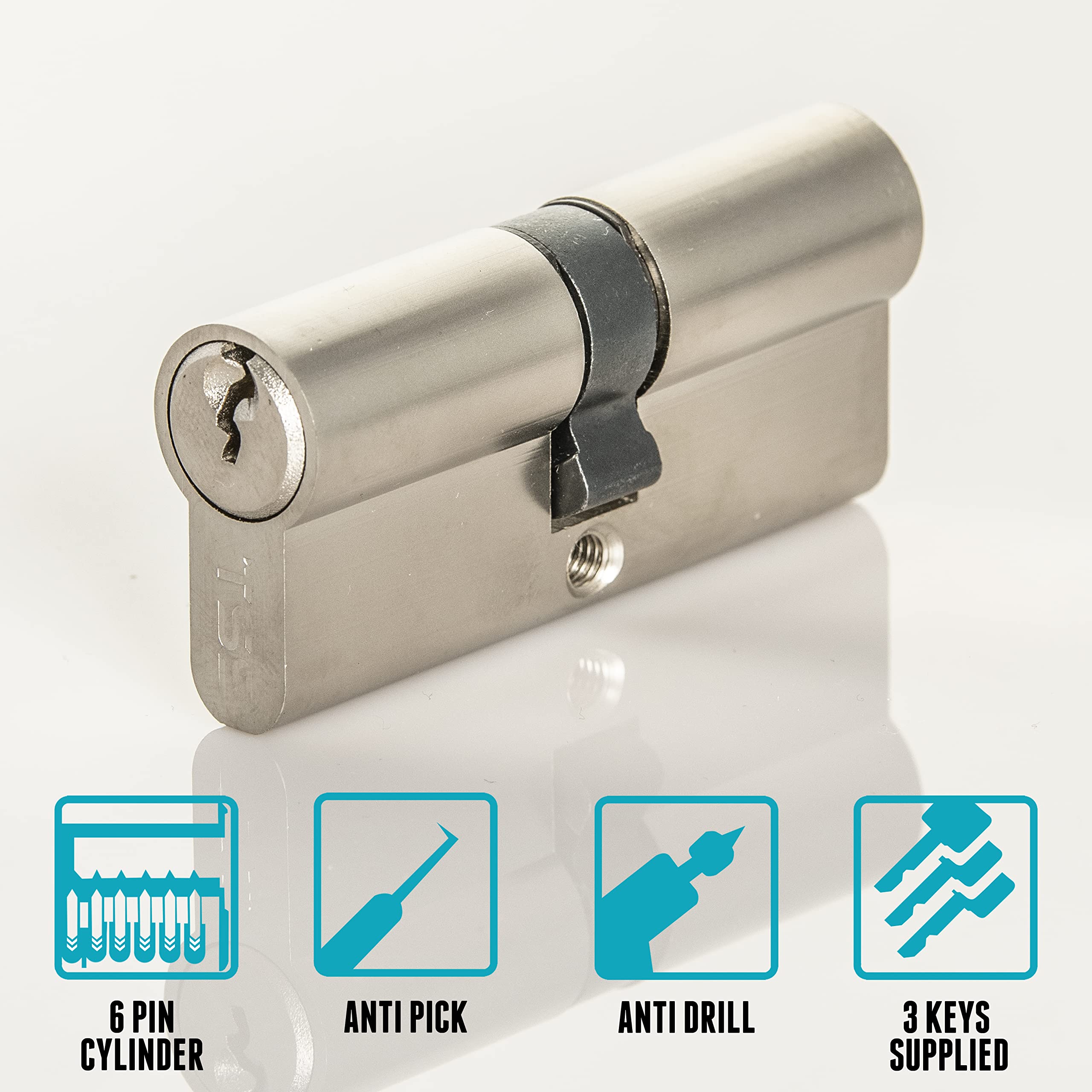 Satin Chrome Euro Cylinder Lock - Image 3