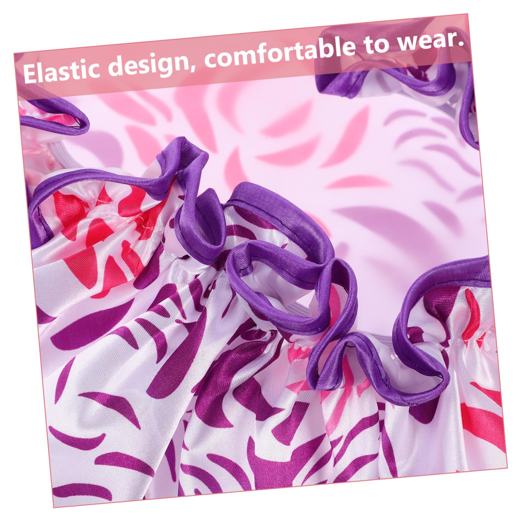 Bonnet de Réutilisable Satin Double Couche Grand Bonnet Bain Femme Cheveux Longs Imperméable Élastique Décoratif pour Soins Capillaires