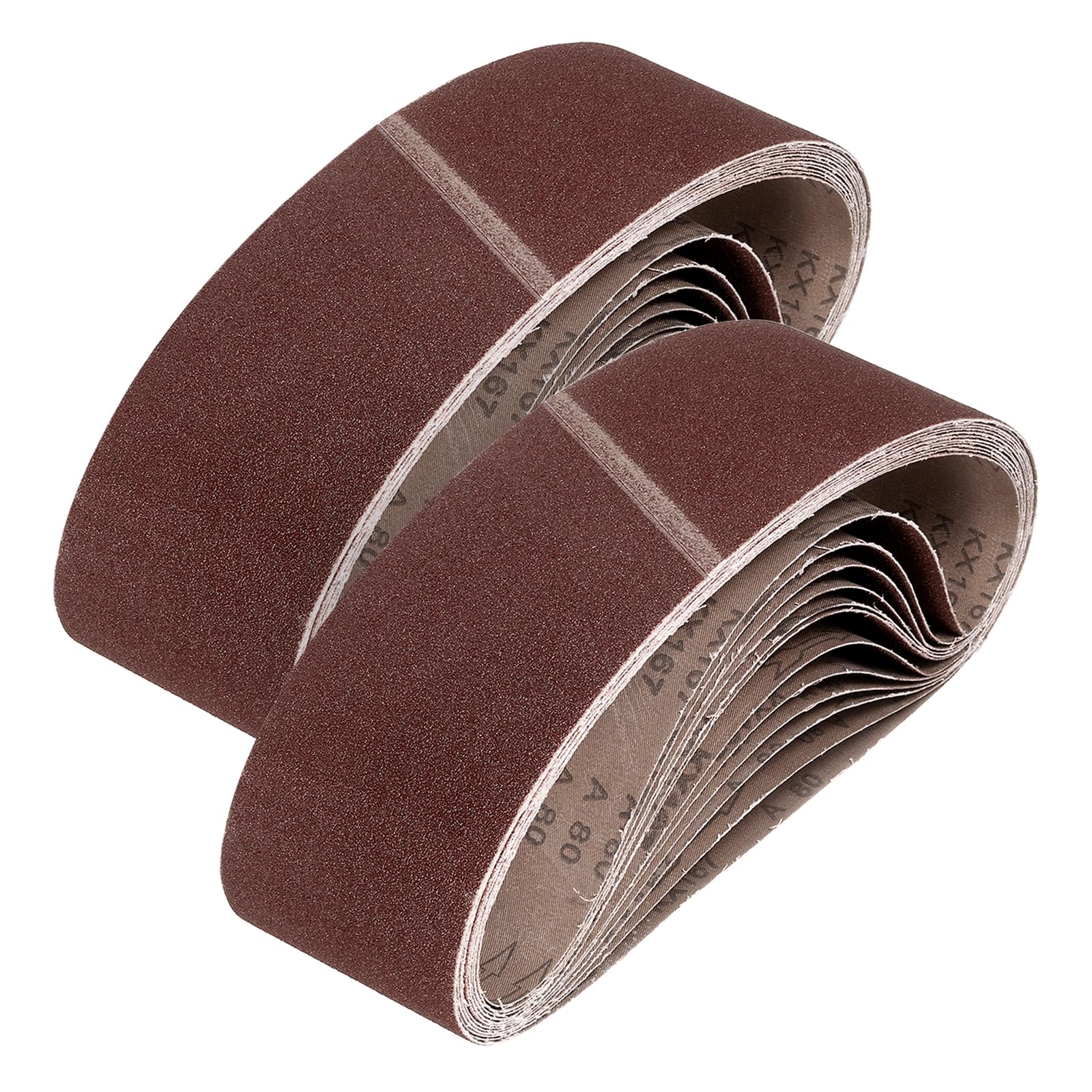 sourcing map 152mm x 1220mm Sanding Belts, 80 Pcs 80 Grits Aluminum Oxide Abrasive Belt Sander File Belt for Woodworking, Metal Polishing, Knife Sharpener