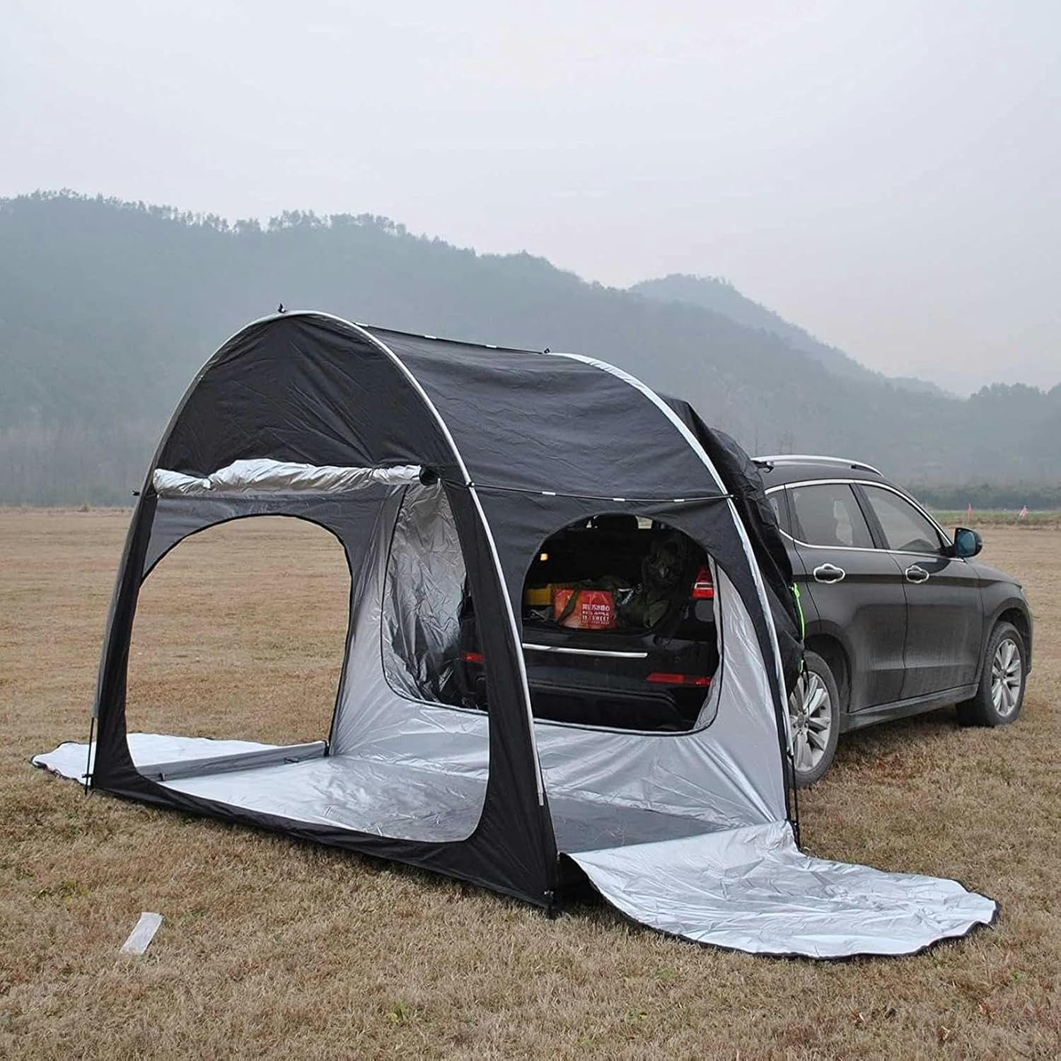Car Tent Tailgate Tent, Awning for car 3 Doors Can Be Opened SUV Tent Independent Tent Sun Protection Driving Camping Travel Suitable for Various Models, Black