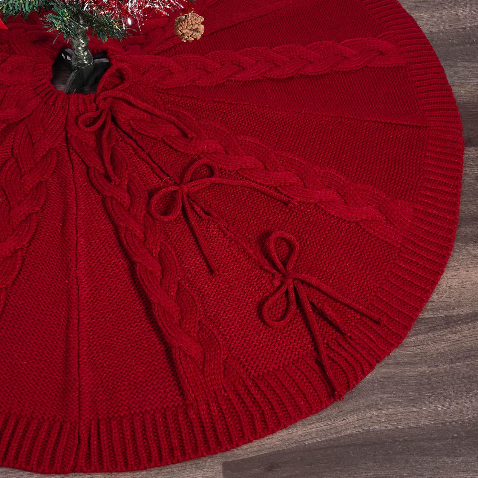 Tappetino decorativo rotondo per albero di Natale, elegante, lavorato a maglia, base per albero di Natale, elegante decorazione per la casa