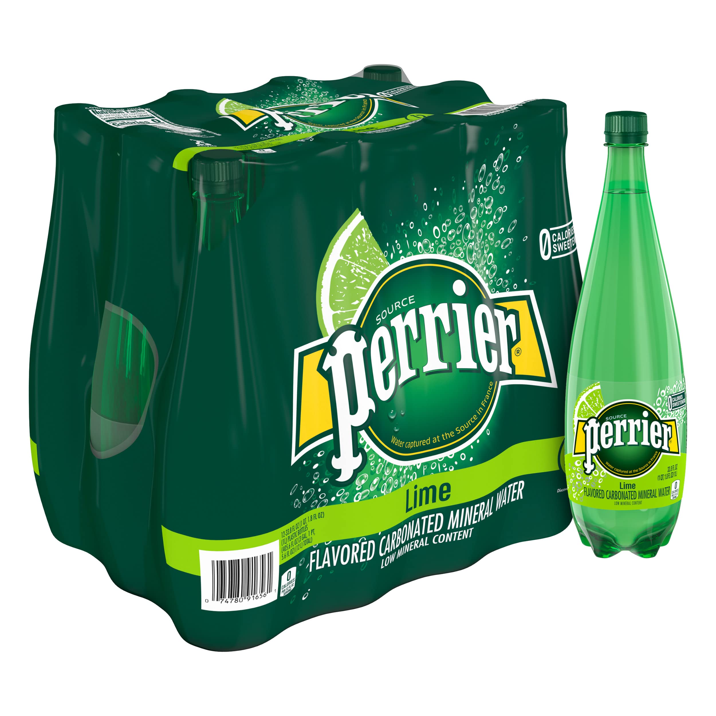 Perrier Lime Flavored Sparkling Water, 33.8 FL OZ, 1L Plastic Water