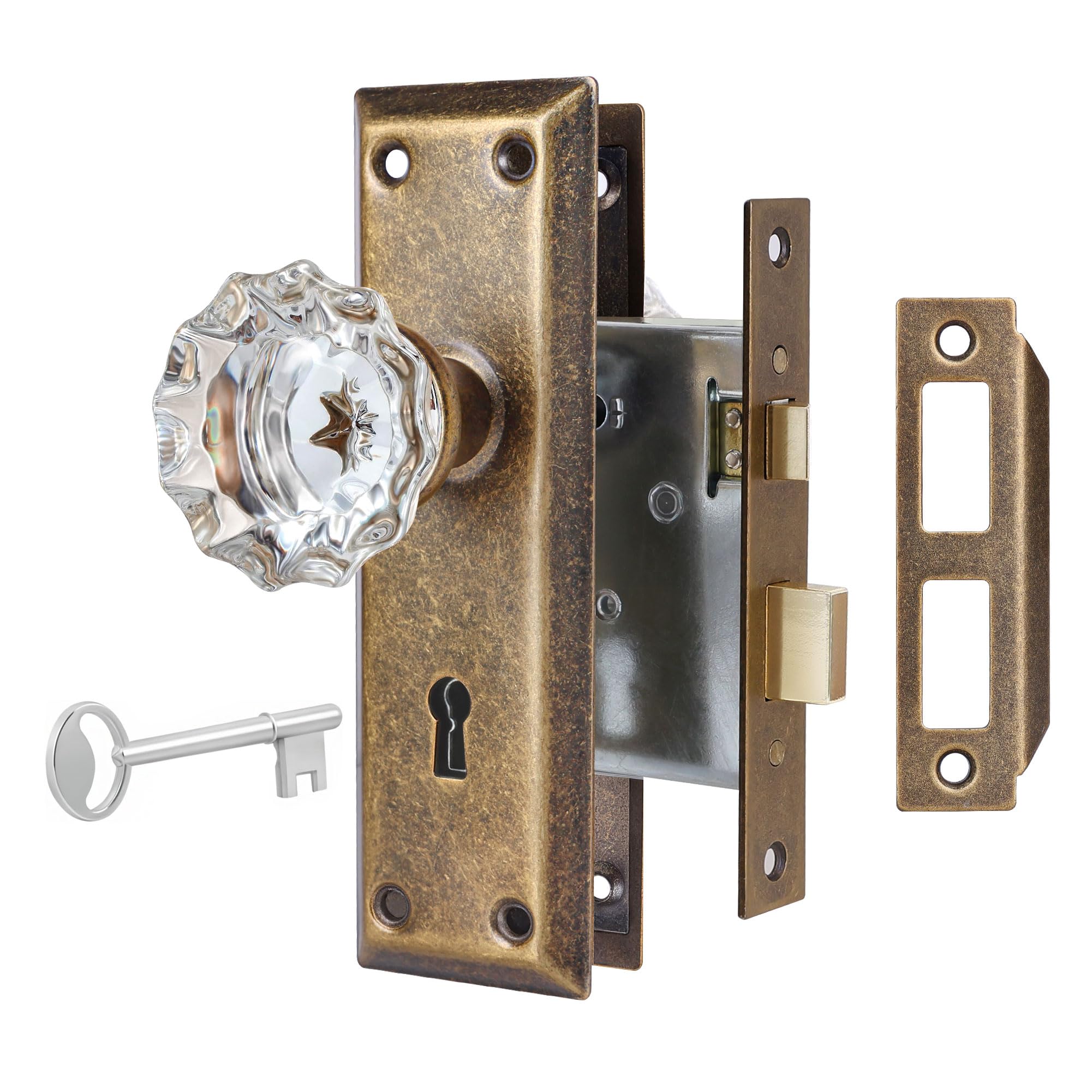Crystal Glass Door Knobs - Mortise Lock Set -12