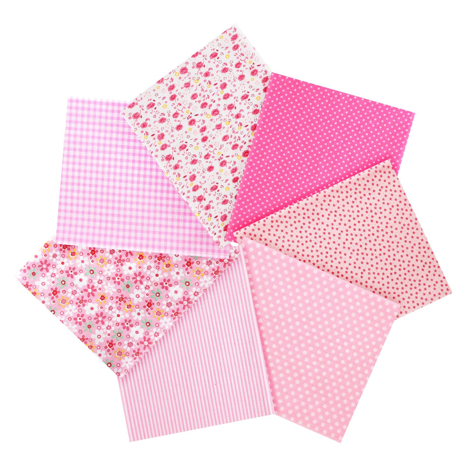 Ainiv 7pcs 100% Cotton Quilting Fabric Bundles, 19.68"x19.68", Pink | Fabric Bundles Squares, Floral Precut Squares Patchwork for Quilting, Sewing, DIY Crafts, Mask-image-20