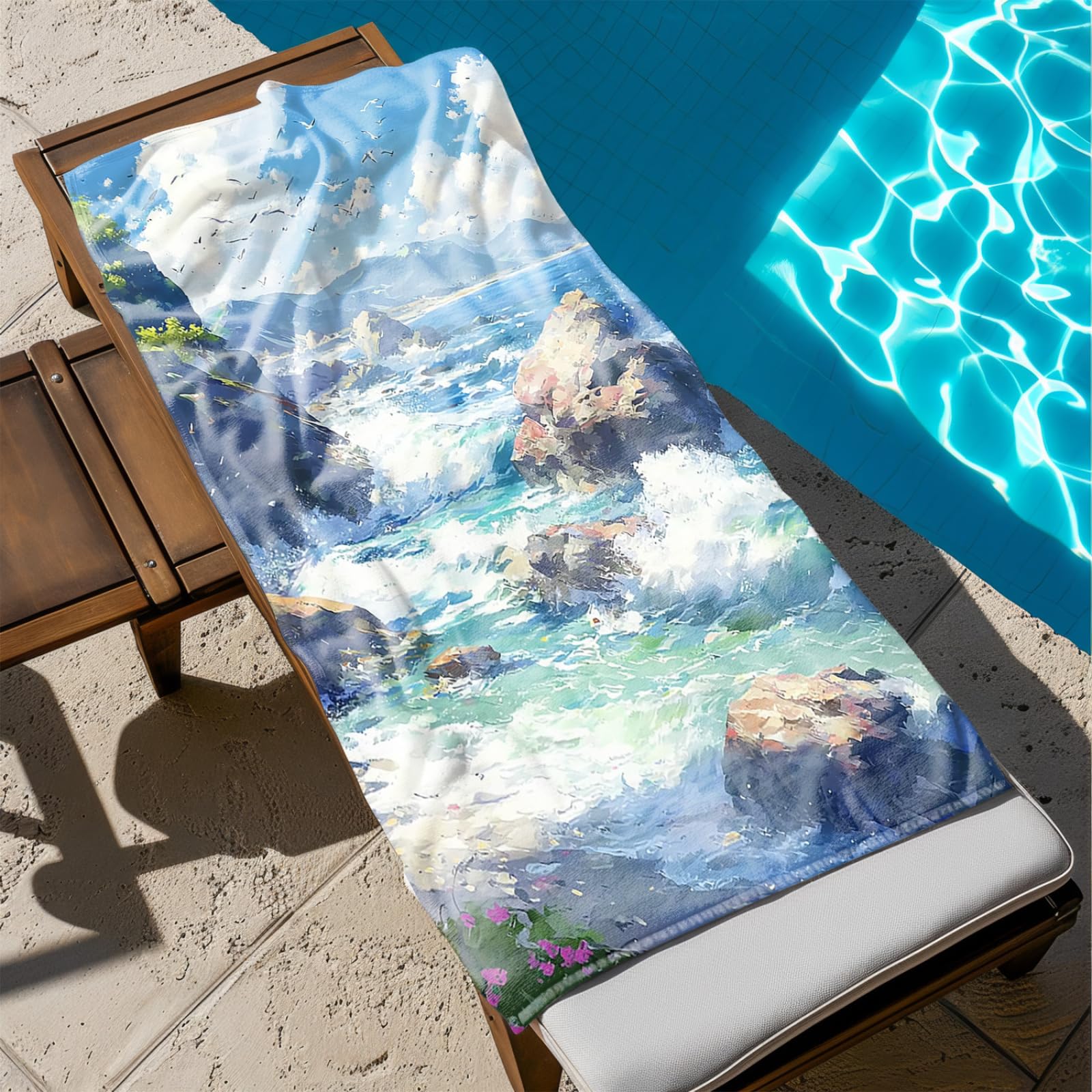 Tapis de Plage XXL Anti Sable Plage Rochers Brun Serviette Piscine Adulte,Natte De Plage Pliable, Voyage Accessoires De Plage Camping,Serviette de Bain Personnalisée