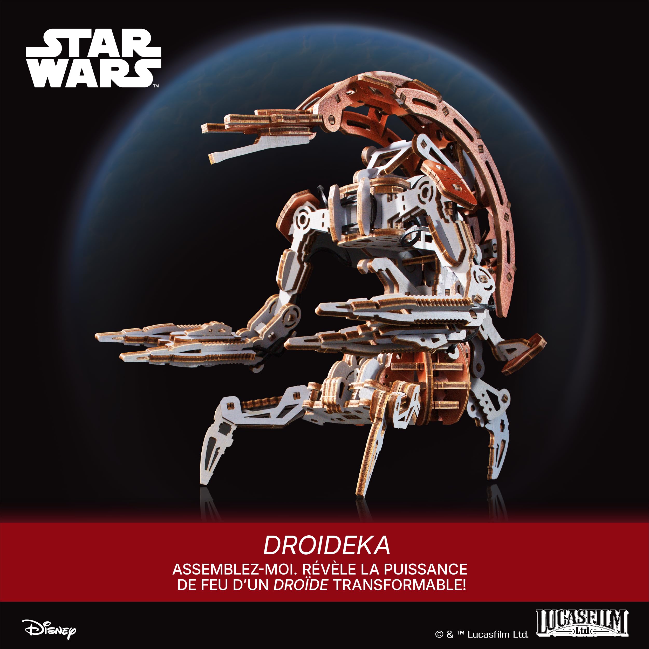 UGEARS Star Wars Droideka 3D Puzzle - Maquette en Bois a Construire, Puzzle Bois Adulte, DIY Maquette, Construction Adulte, Casse tête, Puzzles 3D, La Guerre des étoiles, Cadeau Anniversaire Homme