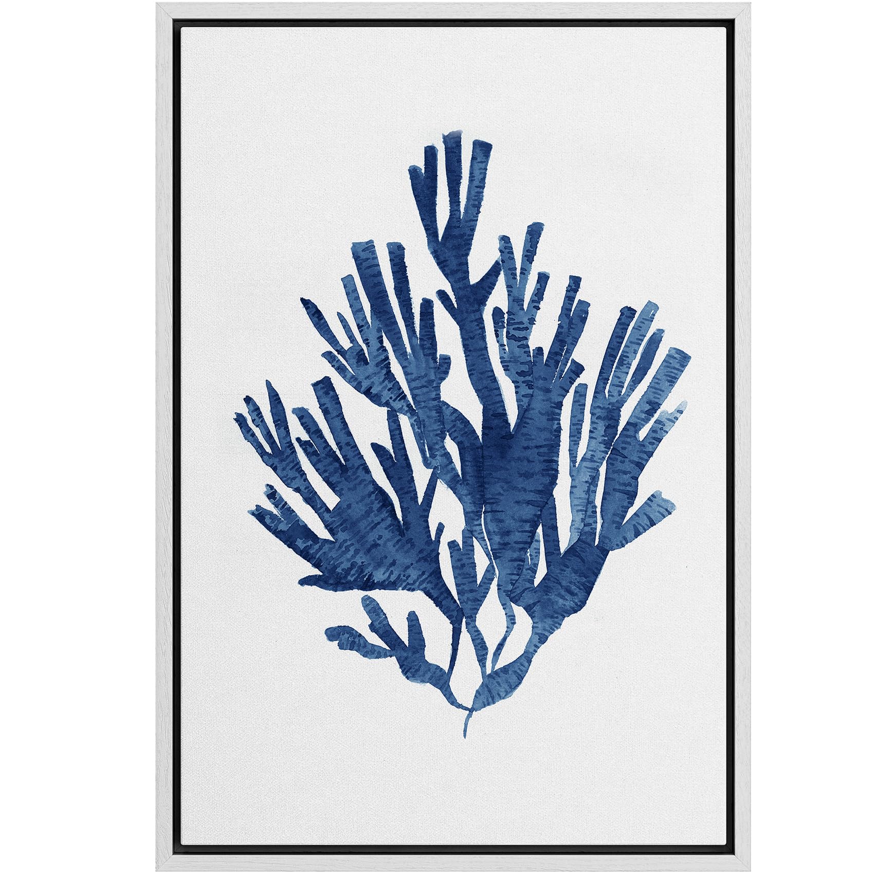 MUDECOR Framed Canvas Print Wall Art Blue Watercolor Coral Branches Nature Wilderness Illustrations Modern Art Beach Colorful Ultra for Living Room,