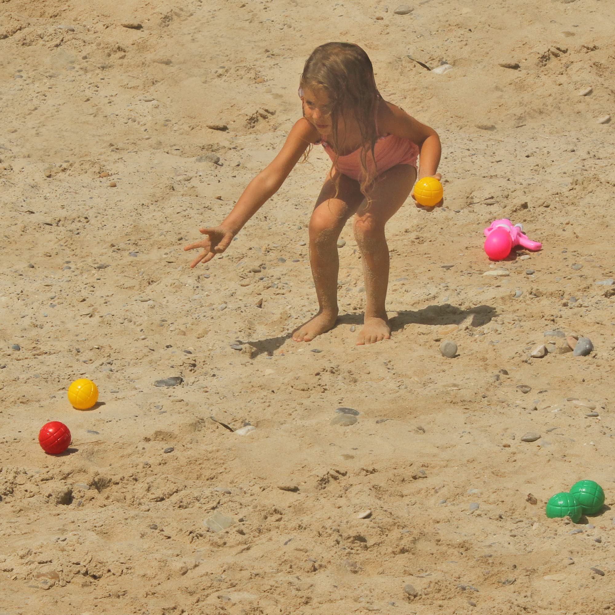 BLUE SKY - 8 Boules De Pétanque - Jeu d'Adresse et de Plein Air - 048055 - Multicolore - Plastique -7 cm - Jouet Enfant - Jeu de Plein Air - À Partir de 3 Ans