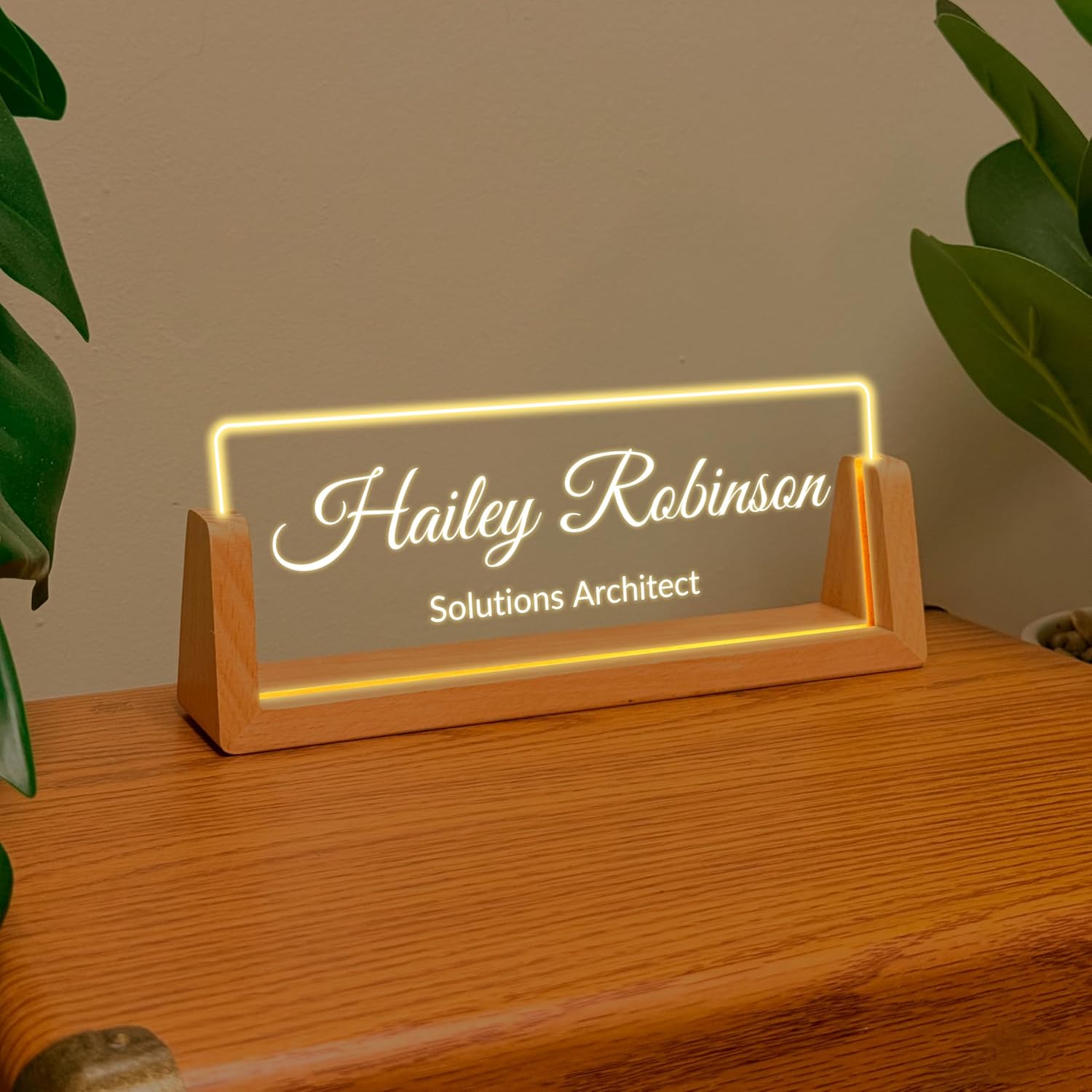 Personalized Business Gift Desk Name Plate - Office Gift for Coworker, Boss, or Manager Custom LED Name Plate Office Decor for Women or Men, Valentines Day