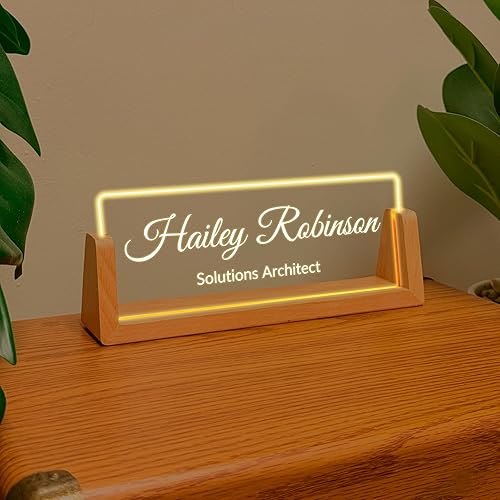 Miniatura 2 de Placa de identificación personalizada para escritorio de oficina, regalo de escritorio de negocios con soporte LED, elegante regalo de oficina