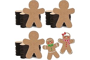 Barydat 60 Pcs Gingerbread Christmas Wooden Ornaments
