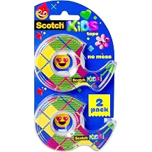 Scotch Kids Tape Dispenser, Invisible, Kid Approved No Mess Fun, 2 Tape Rolls with Dispensers, 3/4 in x 600 in