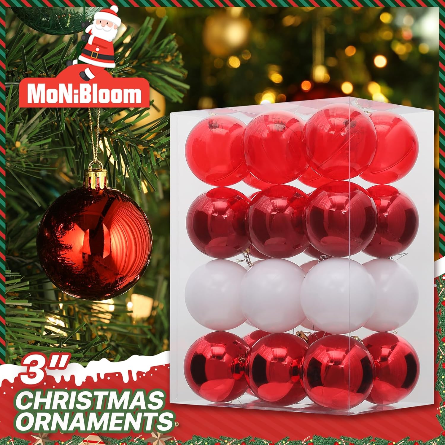 Fouriding 30 Bolas De Navidad Adornos De 6 Cm, Bolas De Navidad Transparentes Inastillables, Adornos Colgantes