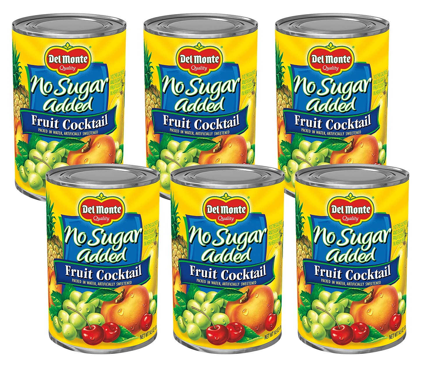 DEL MONTE No Sugar Added Mixed Fruit Cocktail, Canned Fruit, 6-Pack, 14.5 oz Can