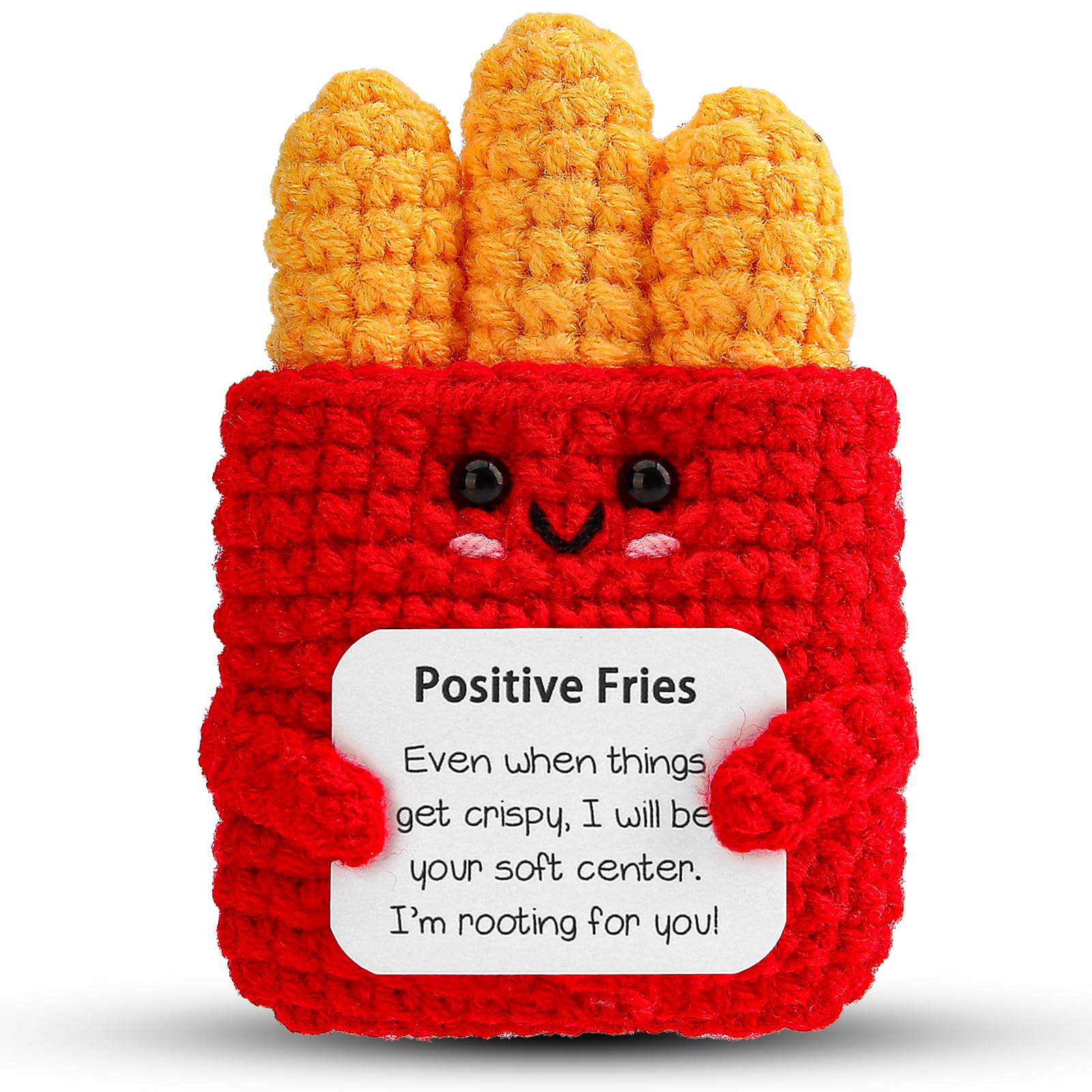 Hoedia Emotional Positive Fries Crochet Gifts: Birthday Gifts for Friend Women Sister Coworkers- Cheer Up Cute Funny Knitted Fries Christmas Stocking Stuffers